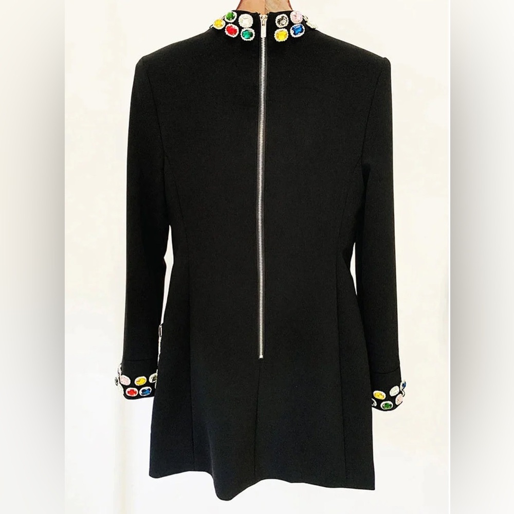 Black Embellished Pocket Shift Dress - Picture 2 of 14